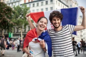 French Fans With French Flags