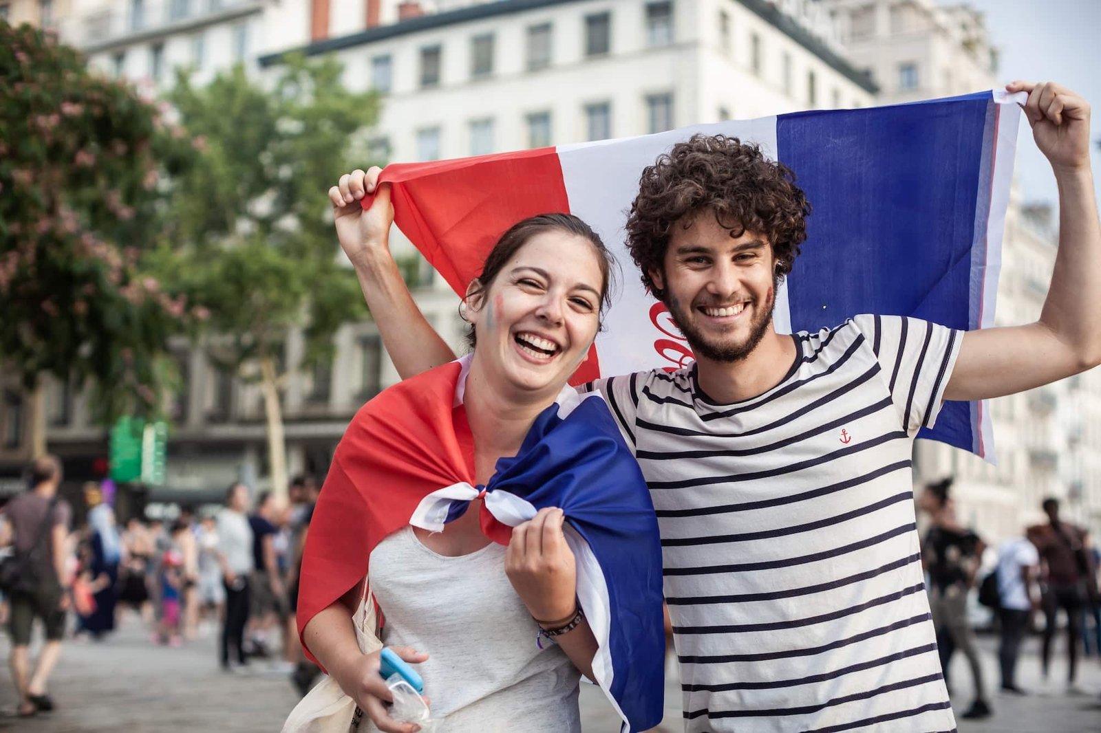 French fans with French flags