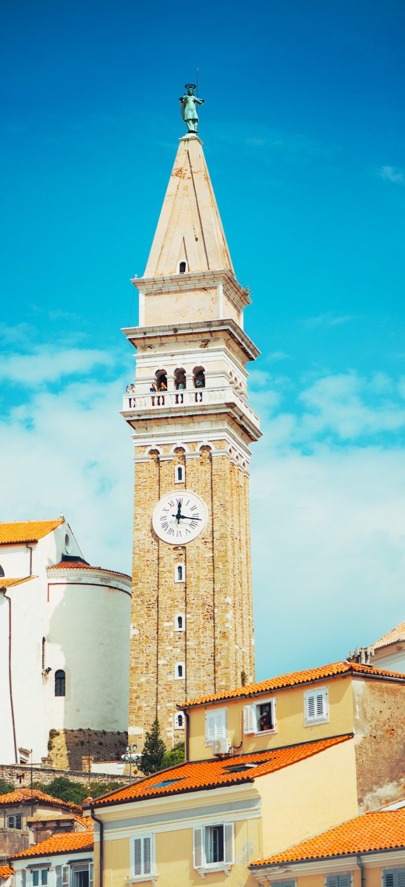 Bell clock tower in Piran, Slovenia