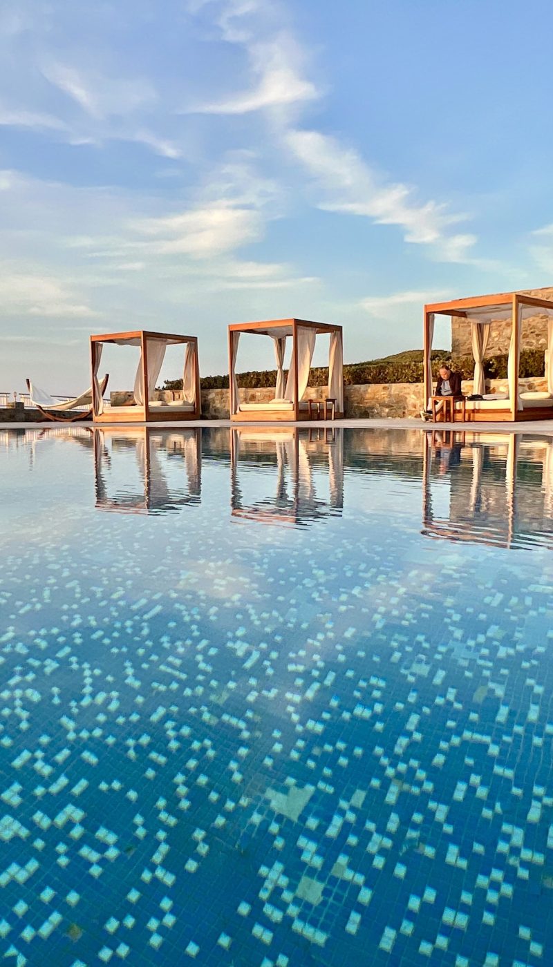 Pool loungers Crete Greece