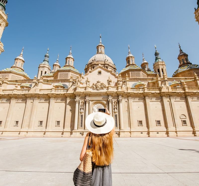 Woman Traveling In Zaragoza City, Spain